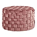 LumiSource Braided Round Ottoman, 16”H x 25”W x 25”D, Blush Pink
