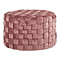 LumiSource Braided Round Ottoman, 16”H x 25”W x 25”D, Blush Pink 1 thumbnail image