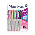 Paper Mate® Flair Felt-Tip Pens, Ultra Fine Point, 0.4 mm, Gray Barrel, Assorted Ink, Pack Of 16