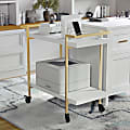 Martha Stewart Liam 2-Tier Office Storage And Printer Cart, White/Polished Brass