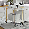 Martha Stewart Liam 2-Tier Office Storage And Printer Cart, White/Polished Brass 1 thumbnail image