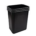 Highmark™ Rectangular Plastic Wastebasket, 6.5 Gallons, 15"H x 10"W x 14-1/4"D, Black, Pack Of 3