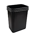 Highmark™ Rectangular Plastic Wastebasket, 6.5 Gallons, 15"H x 10"W x 14-1/4"D, Black, Pack Of 3 1 thumbnail image