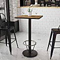 Flash Furniture Square Laminate Table Top With Round Bar Height Table Base And Foot Ring, 43-3/16”H x 24”W x 24”D, Walnut 1 thumbnail image