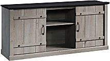 Sauder® Select Farmhouse Entertainment Credenza With Sliding Doors For 70" TVs, Mystic Oak/Raven Oak 1 thumbnail image