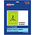 Avery® Print-To-The-Edge Labels With Sure Feed® Technology, 94253-BGP20, Rectangle, 4" x 5", Matte Bright Green, Pack of 40 1 thumbnail image