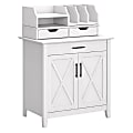 Bush Furniture Key West Secretary Desk With Storage And Desktop Organizers, Pure White Oak, Standard Delivery