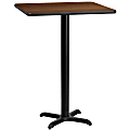 Flash Furniture Laminate Square Table Top With Bar-Height Table Base, 43-1/8"H x 30"W x 30"D, Walnut/Black