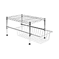 Honey Can Do Steel Cabinet Organizer With Adjustable Shelf And Pull-Out Basket, 10-1/4"H x 11-3/4"W x 17-3/4"D, Chrome