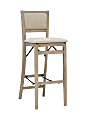 Linon Baker Pad Back Folding Bar Stool, Gray Wash/Beige