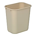Highmark™ Rectangular Plastic Wastebasket, 6.5 Gallons, 15"H x 10"W x 14-1/4"D, Beige