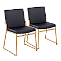 LumiSource Dutchess Contemporary Dining Chairs, faux Leather, Black/Gold, Set Of 2 Chairs