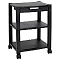Mount-It MI-7855A 3-Shelf Height-Adjustable Plastic Rolling Printer Cart, 24"H x 17"W x 13-1/4"D, Black 1 thumbnail image