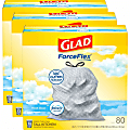 Glad® ForceFlex Tall Kitchen Drawstring Trash Bags With Febreze® Freshness, 13 Gallon, White, 80 Per Box, Carton Of 3 Boxes 1 thumbnail image