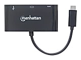 Manhattan USB-C To VGA 3-In-1 Docking Converter, 5/8”H x 1-3/4”W x 1-13/16”D, Black, ICI152044