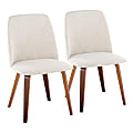 LumiSource Toriano Fabric And Wood Dining Chairs, Beige/Walnut, Set Of 2 Chairs