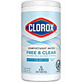 Clorox Free & Clear Cleaning Wipes, Fragrance Free, 75 Wipes Per Canister