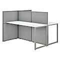 Bush Business Furniture Easy Office 60"W 2-Person Cubicle Desk Workstation With 45"H Panels, Pure White/Silver Gray, Standard Delivery
