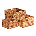 Honey-can-do 3Pk Natural Baskets Set - Woven Banana Leaf - Natural Brown - For Sport Equipments, CD/DVD, Toy, Book, Toiletries - 3 / Pack