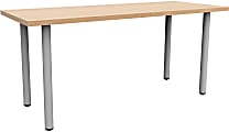 Safco® Jurni Multi-Purpose Post Leg Table With Glides, 29”H x 24”W x 60”D, Fusion Maple/Silver