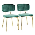 LumiSource Bouton Chairs, Gold/Green, Set Of 2 Chairs