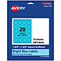 Avery® Print-To-The-Edge Labels With Sure Feed® Technology, 94110-BBP10, Square Scalloped, 1-5/8" x 1-5/8", Matte Bright Blue, Pack of 200 1 thumbnail image