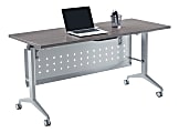 WorkPro® AnyPlace Flip-Top Nesting Training Table With Modesty Panel, 60"W x 29-1/2"H x 24"D, Gray/Silver 1 thumbnail image