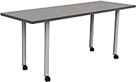 Safco® Jurni Multi-Purpose Post Leg Table With Casters, 29”H x 24”W x 72”D, Asian Night/Silver 1 thumbnail image