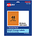 Avery® Print-To-The-Edge Labels With Sure Feed® Technology And Easy Peel® Label Feature, 94500-BOP80, Round, 1", Matte Bright Orange, Pack of 3840 1 thumbnail image