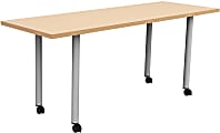 Safco® Jurni Multi-Purpose Post Leg Table With Casters, 29”H x 24”W x 72”D, Fusion Maple
