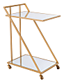 Zuo Modern Alto 2-Tier Glass/Steel Bar Cart, 31-15/16"H x 22"W x 15-15/16"D, Gold