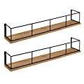 Kate And Laurel Benbrook Wall Shelves, 4”H x 24”W x 4”D, Rustic Brown/Black, Set Of 2 Shelves