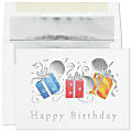 Custom Embellished Birthday Greeting Cards With Blank Foil-Lined Envelopes, 7-7/8" x 5-5/8", Packages & Balloons, Box Of 25 Cards