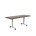 Safco® Jurni Multi-Purpose T-Leg Table With Casters, 29”H x 24”W x 72”D, Columbian Walnut/Silver