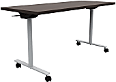 Safco® Jurni Flip Table With Casters, 29”H x 24”W x 60”D, Columbian Walnut/Silver