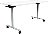 Safco® Jurni Flip Table With Casters, 29”H x 24”W x 60”D, Designer White/Silver