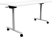 Safco® Jurni Flip Table With Casters, 29”H x 24”W x 60”D, Designer White/Silver 1 thumbnail image