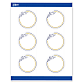Avery® Print-To-The-Edge Labels With Sure Feed® Technology, S00-DNG-PRWMP10, Round, 3", Matte White, Preprinted Gold & Navy Border with Florals Design, Pack Of 60 1 thumbnail image
