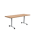 Safco® Jurni Flip Table With Casters, 29”H x 72”W x 63”D, Fusion Maple/Silver