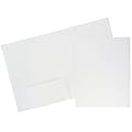 JAM Paper® Glossy 2-Pocket Presentation Folders, 8-1/2" x 11", White, Pack Of 6 Folders