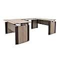 Forward Furniture Allure U-Desk, 29-9/16"H x 60"W x 96"D, Sunlight Ash/Brown