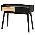 Baxton Studio Kalani Mid-Century Modern 2-Tone Wood 2-Drawer Console Table, 31-3/4”H x 39-7/16”W x 15-3/4”D, Espresso Brown/Natural Brown Finished