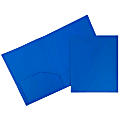 JAM Paper® Plastic 2-Pocket POP Folders, 9 1/2" x 11 1/2", Blue, Pack Of 6