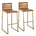LumiSource Mara Bar Stools, Gold/Camel, Set Of 2 Stools 1 thumbnail image
