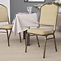 Flash Furniture HERCULES Series Crown Back Stacking Banquet Chair, Beige/Gold 1 thumbnail image