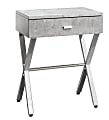 Monarch Specialties Nicole Accent Table, 22-1/4"H x 18-1/4"W x 12"D, Gray Cement/Silver