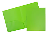 JAM Paper® Plastic 2-Pocket POP Folders, 9 1/2" x 11 1/2", Lime Green, Pack Of 6