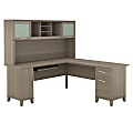 Bush Furniture Somerset L Shaped Desk With Hutch, 72"W, Ash Gray, Standard Delivery
