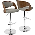 LumiSource Pino Bar Stool, Chrome/Walnut/Gray