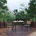Flash Furniture Lark 3-Piece Outdoor Dining Table Set With 2 Club Chairs, Teak